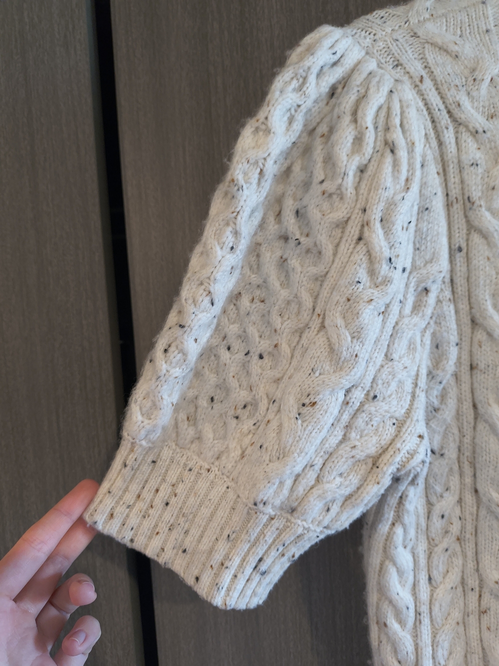 A.n.a New Approach Cableknit  Cream White Knitted Button Down V-Neck Blouse - Picture 5 of 6